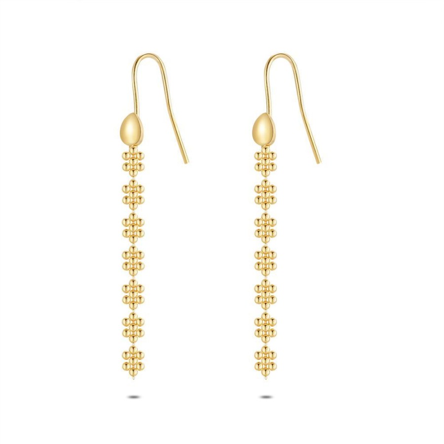 Women Twice As Nice | 18Ct Gold Plated Silver Earrings, 7 Small Flowers