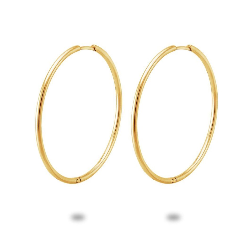 Women Twice As Nice | Gold Coloured Stainless Steel Earrings, Hoop 40 Mm