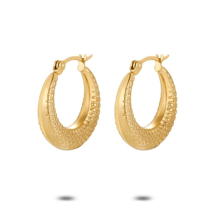 Women Twice As Nice | Gold Coloured Stainless Steel Earrings, Hoops, Dots, 22 Mm