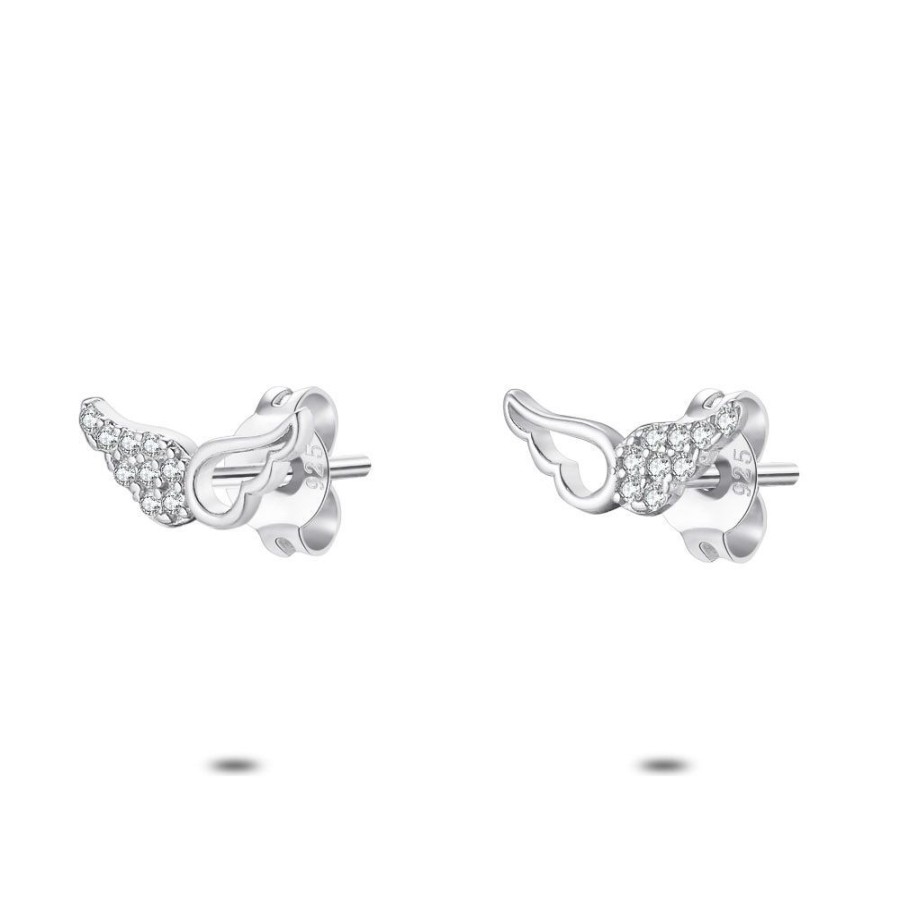 Women Twice As Nice | Silver Earrings, Wing With Zirconia