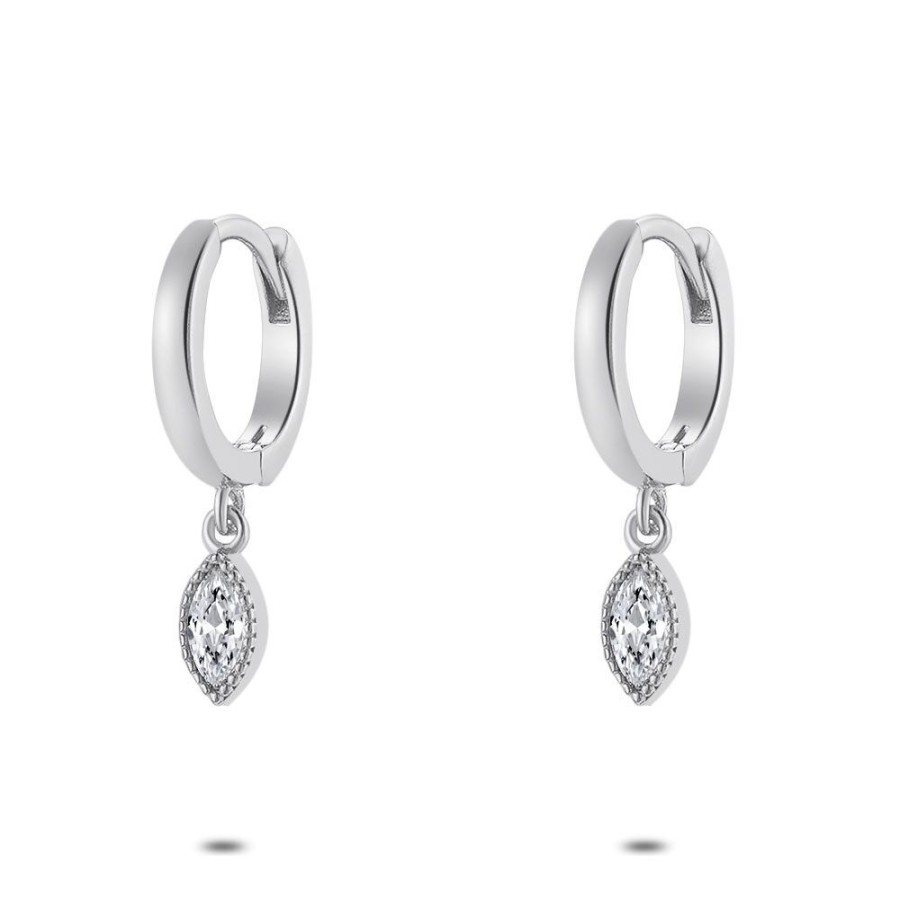 Women Twice As Nice | Silver Earrings, Hoop With Drop-Shaped Zirconia