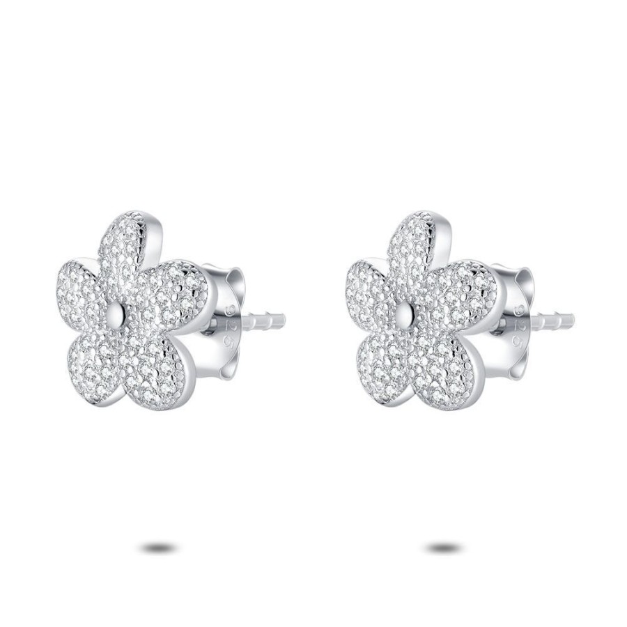 Women Twice As Nice | Earrings In Silver, Flower, Zirconia