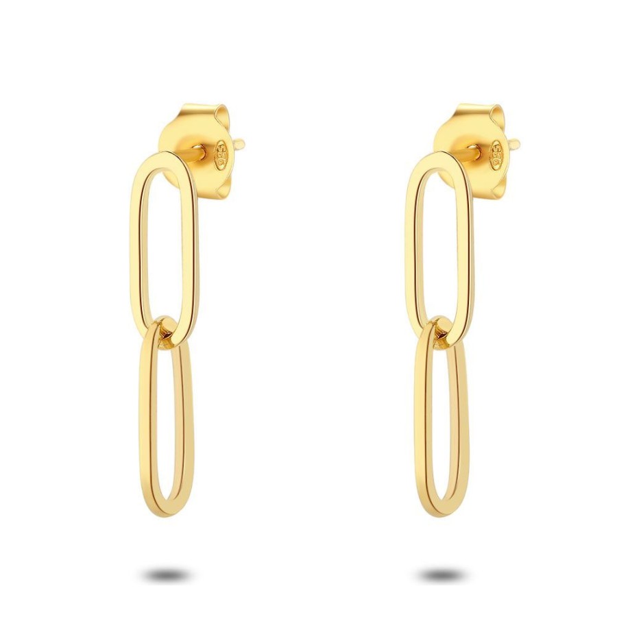 Women Twice As Nice | 18Ct Gold Plated Silver Earrings, Oval Links