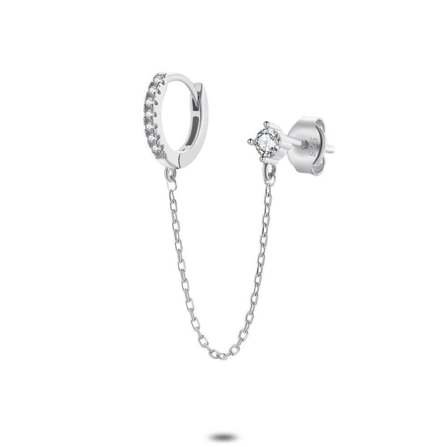 Women Twice As Nice | Earring In Silver Per Piece, Earring With Chain And Zirconia