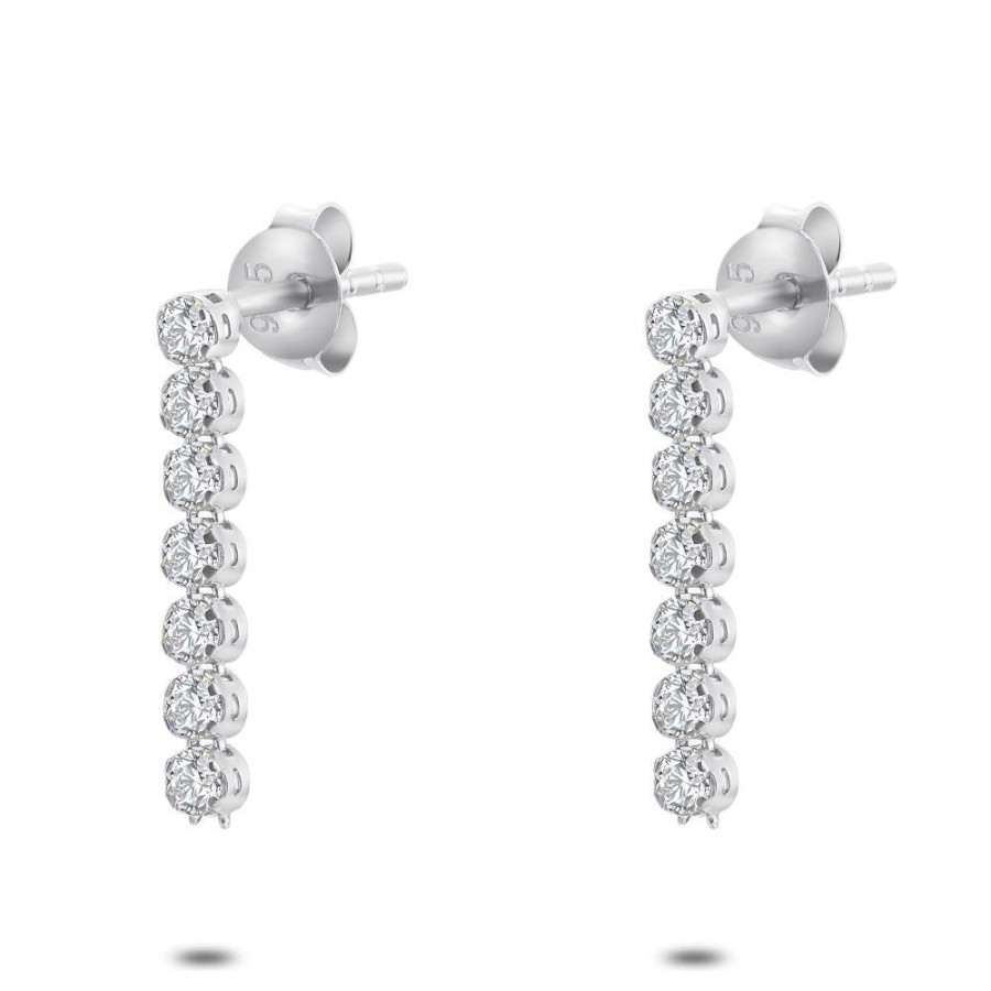 Women Twice As Nice | Silver Earrings, 7 Hanging White Zirconia