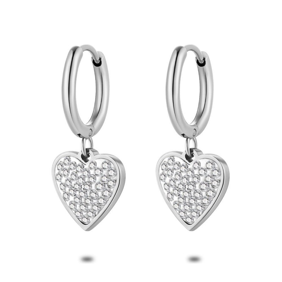 Women Twice As Nice | Stainless Steel Earrings, Hoop, Heart, Crystals