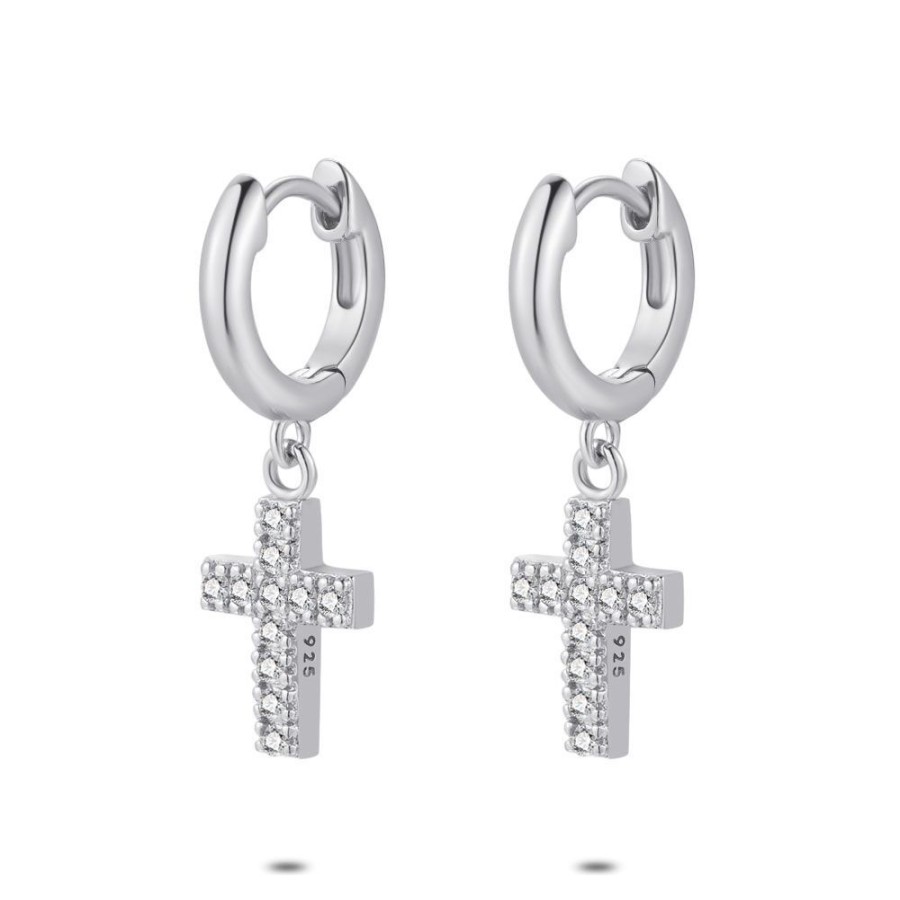 Women Twice As Nice | Silver Earrings, Earring With Cross, Zirconia