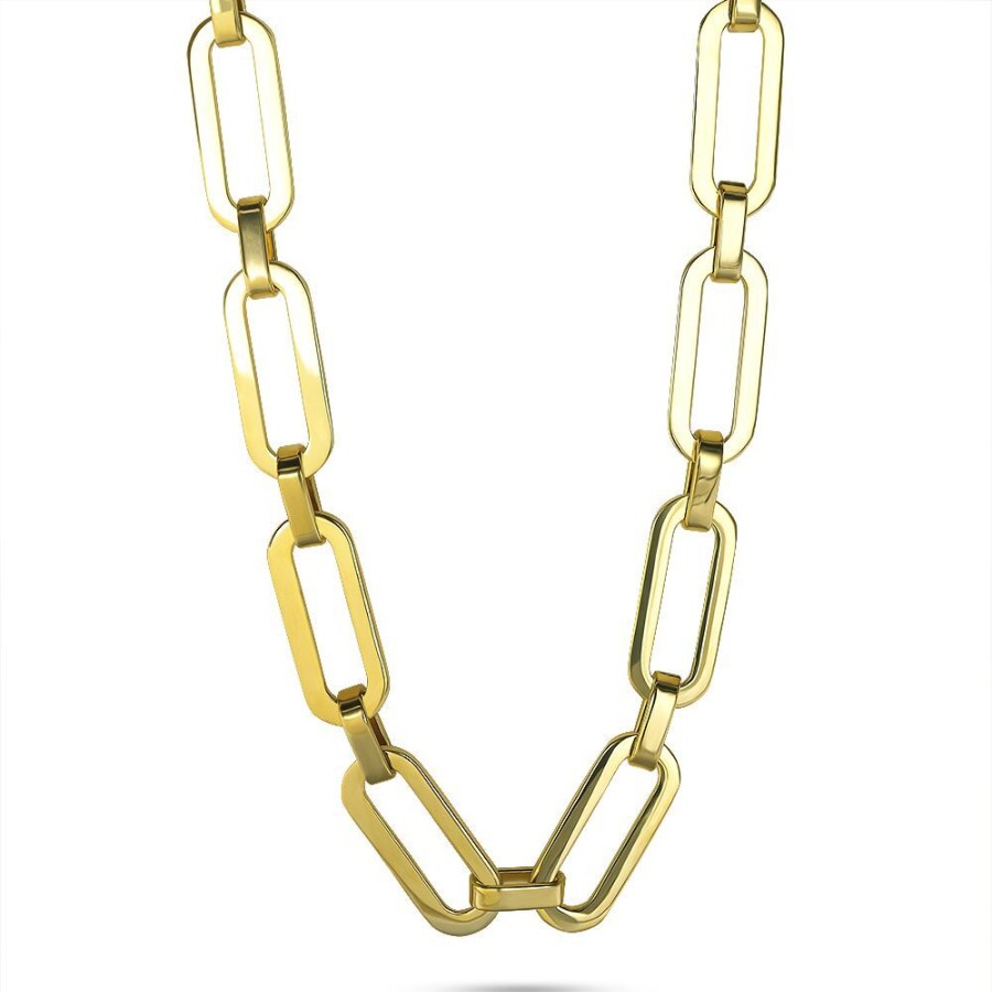 Women Twice As Nice | Gold-Colored Stainless Steel Necklace With Oval Links