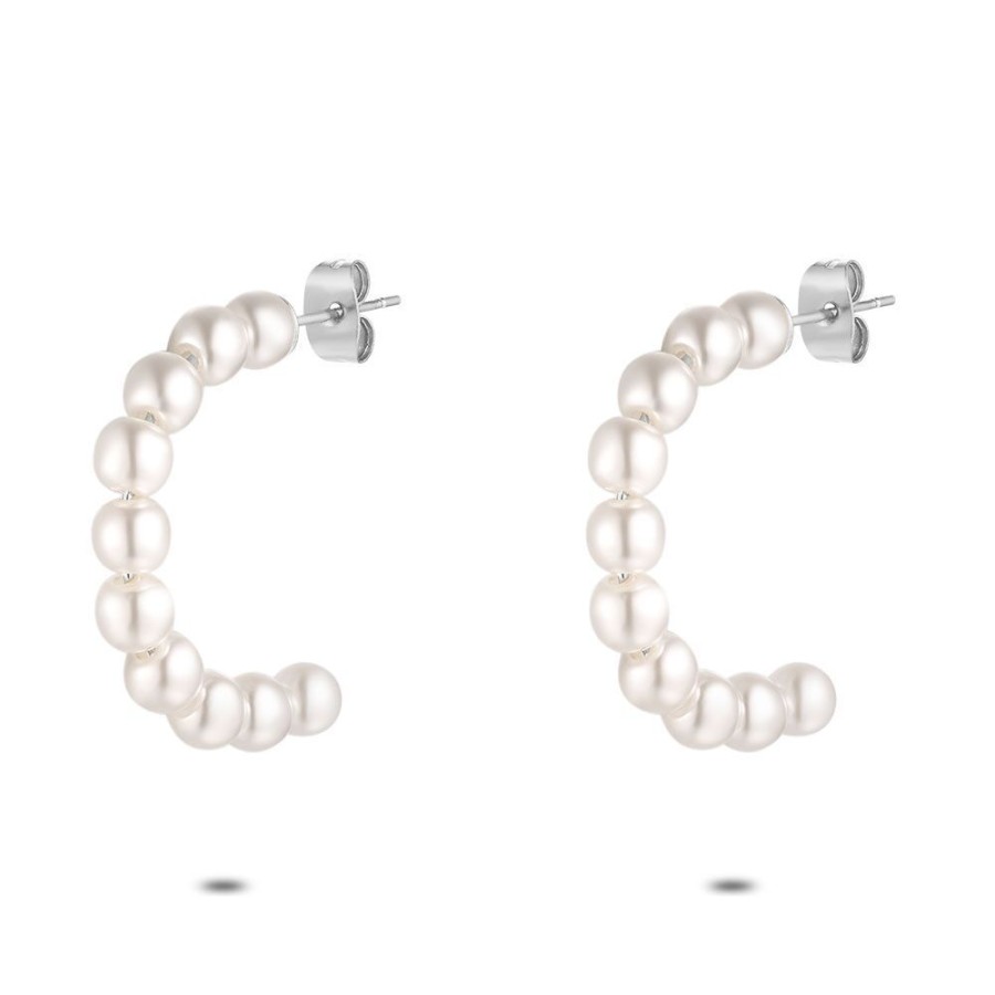 Women Twice As Nice | Stainless Steel Earrings, Hoop Earring, Pearls