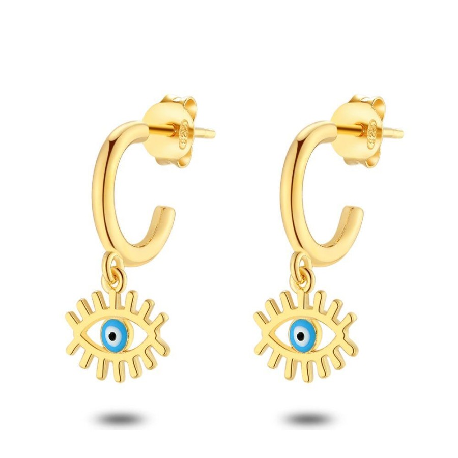 Women Twice As Nice | 18Ct Gold Plated Silver Earrings, Hoops, Eye