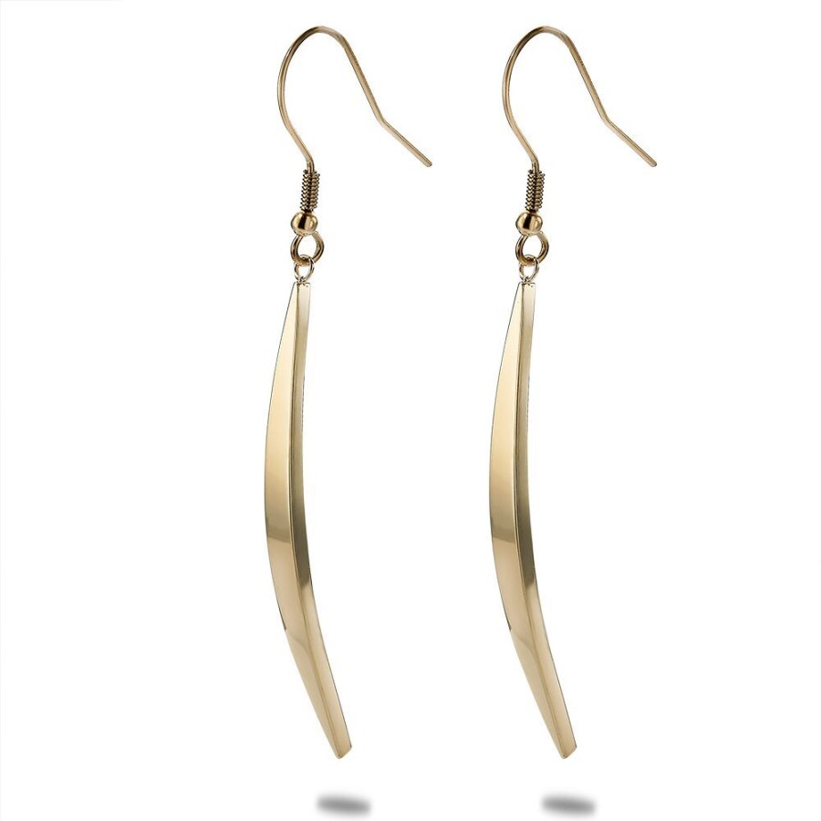 Women Twice As Nice | Gold-Coloured Stainless Steel Earrings, Ellipse, 5 Cm