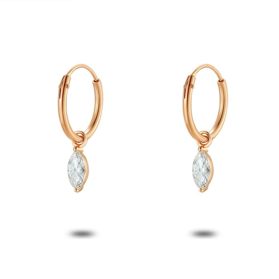 Women Twice As Nice | Rose Silver Earrings, Hoops, Ellips, 1 Zirconia