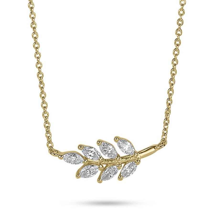 Women Twice As Nice | 18Ct Gold Plated Necklace, Zirconia Branch