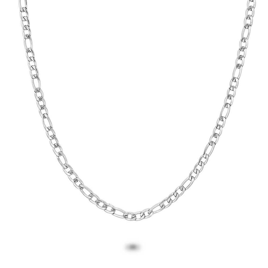 Women Twice As Nice | Stainless Steel Necklace, Figaro Chain 3 Mm