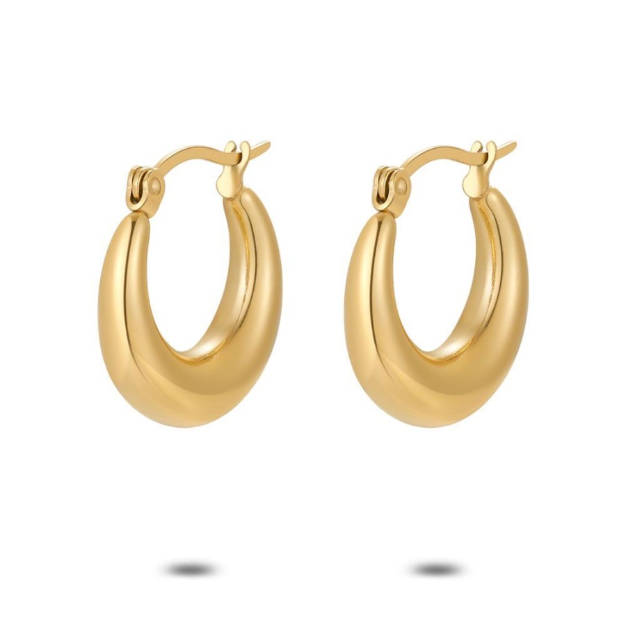 Women Twice As Nice | Gold Coloured Stainless Steel Earrings, Hoops, 20 Mm