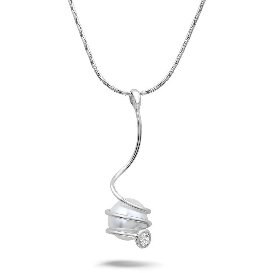 Women Twice As Nice | Silver Necklace, Hanging Pearl And 1 Zirconia