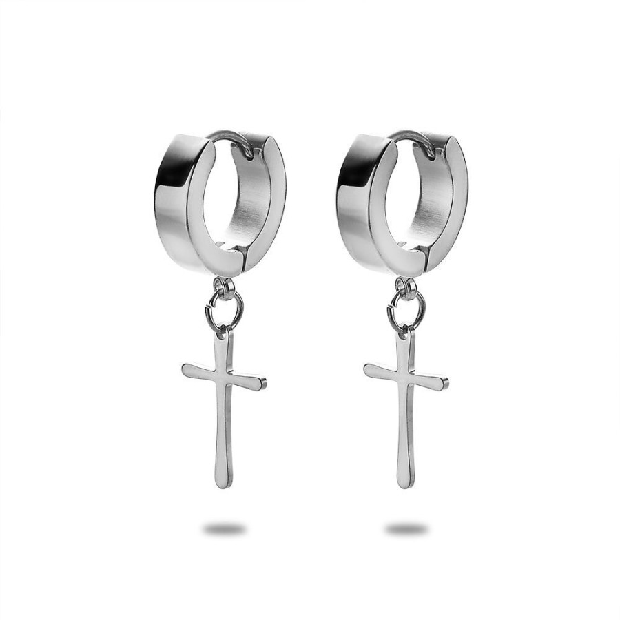 Women Twice As Nice | Stainless Steel Earrings, Hoop Earrings With Cross