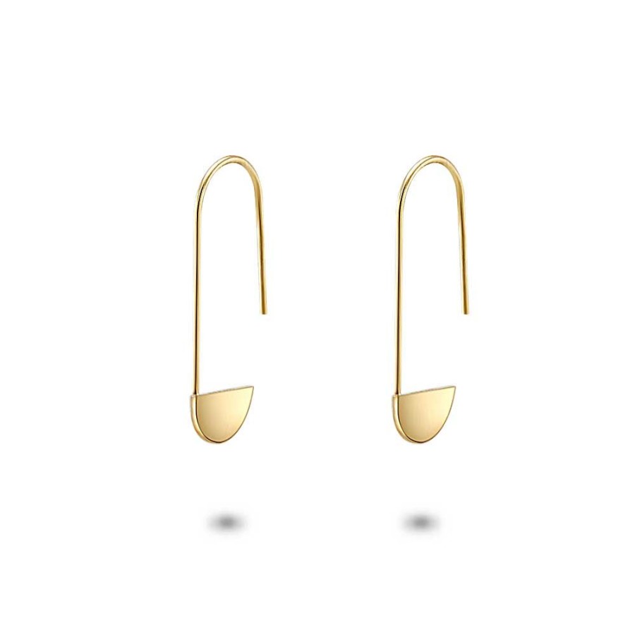 Women Twice As Nice | Gold Coloured Stainless Steel Earrings, Half Round On A Hook