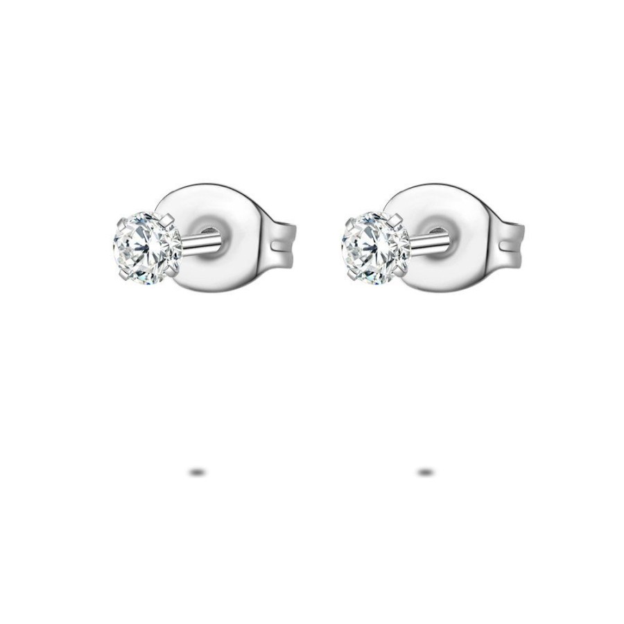 Women Twice As Nice | Stainless Steel Earrings, 1 Zirconia Of 3 Mm