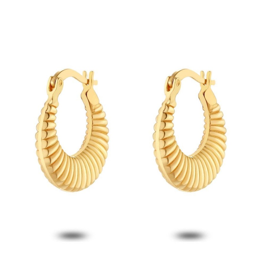 Women Twice As Nice | 18Ct Gold Plated Silver Earrings, Mat And Shiny