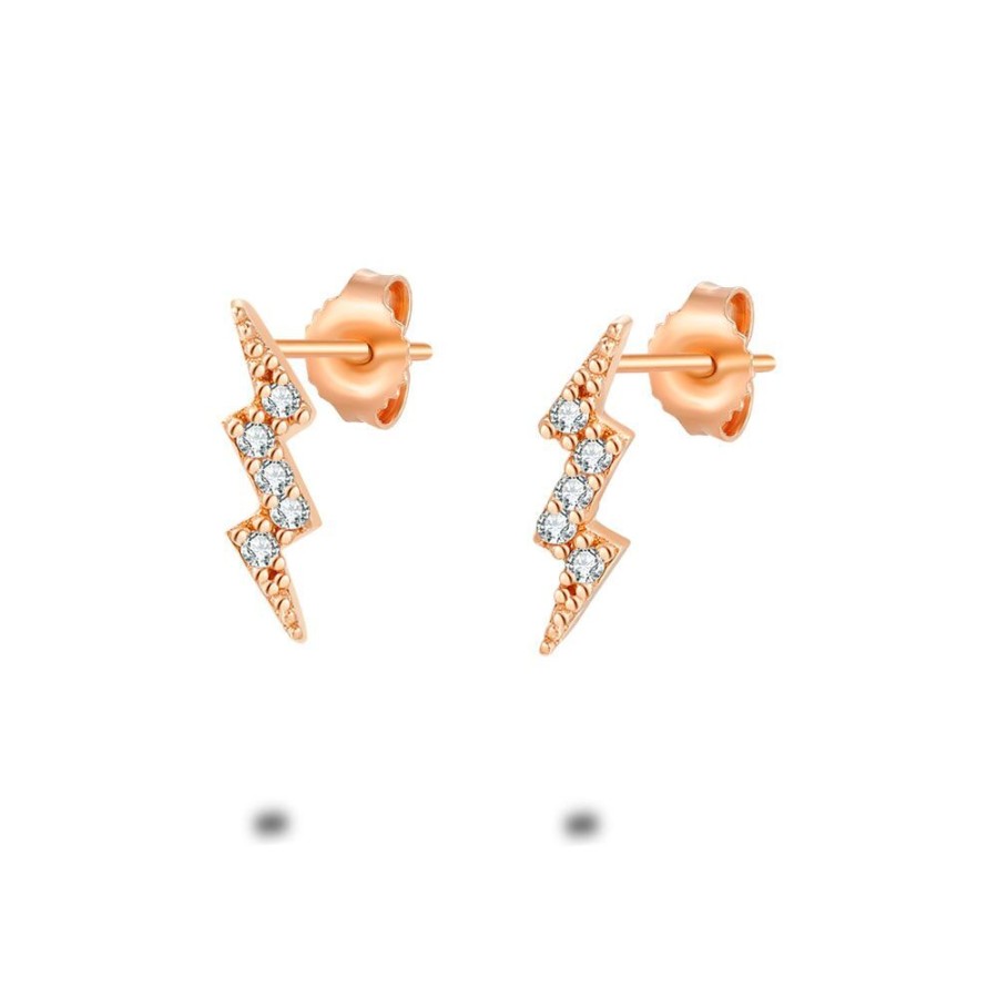 Women Twice As Nice | Rose Silver Earrings, Lightning, White Zirconia