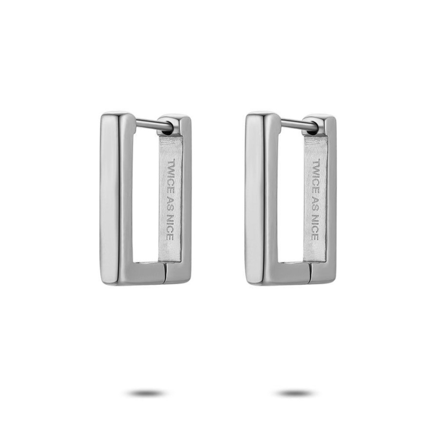 Women Twice As Nice | Stainless Steel Earrings, Rectangular Hoop Earring, 16 Mm