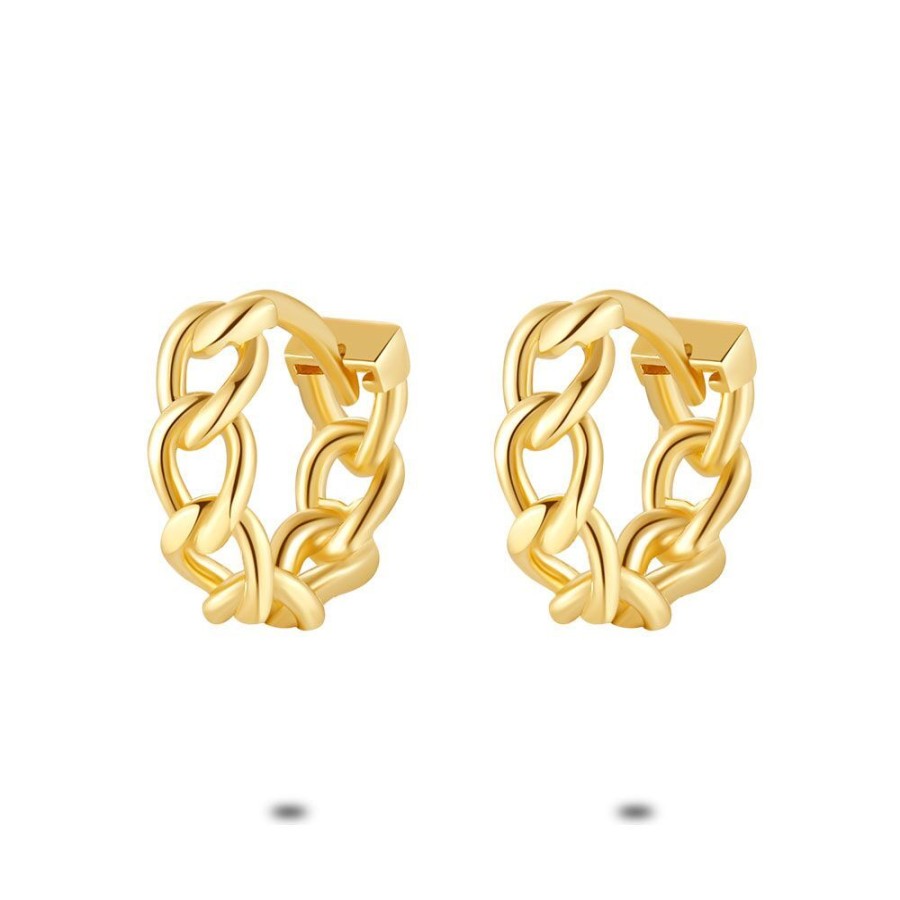 Women Twice As Nice | 18Ct Gold Plated Silver Earrings, Gourmet, 1Cm