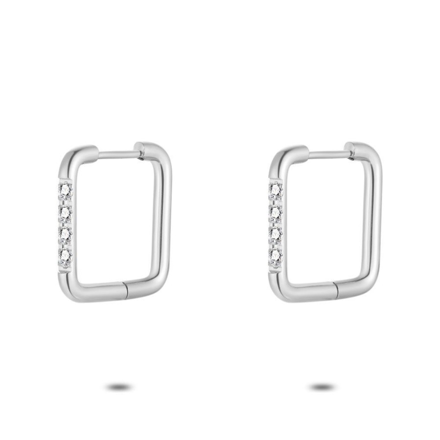 Women Twice As Nice | Stainless Steel Earrings, Square, Crystals