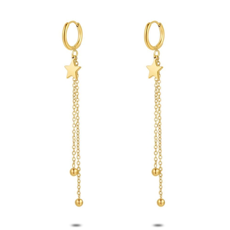 Women Twice As Nice | Gold Coloured Stainless Steel Earrings, Hoops, Star