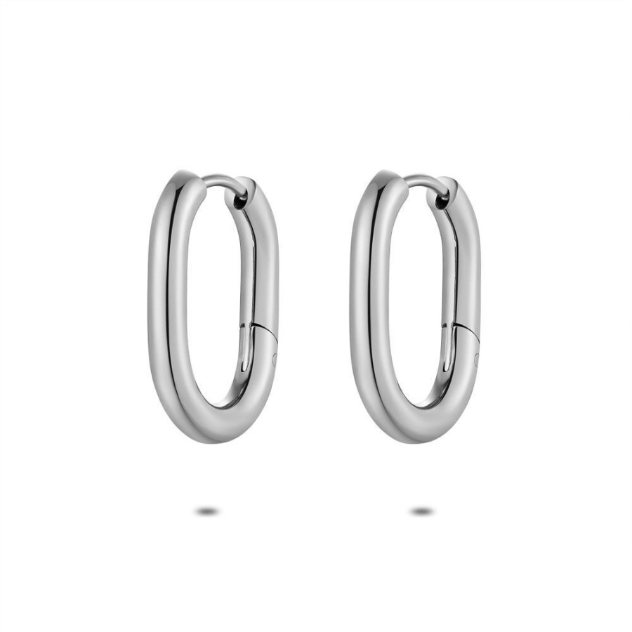 Women Twice As Nice | Stainless Steel Earrings, Oval Hoop Earrings, 20 Mm