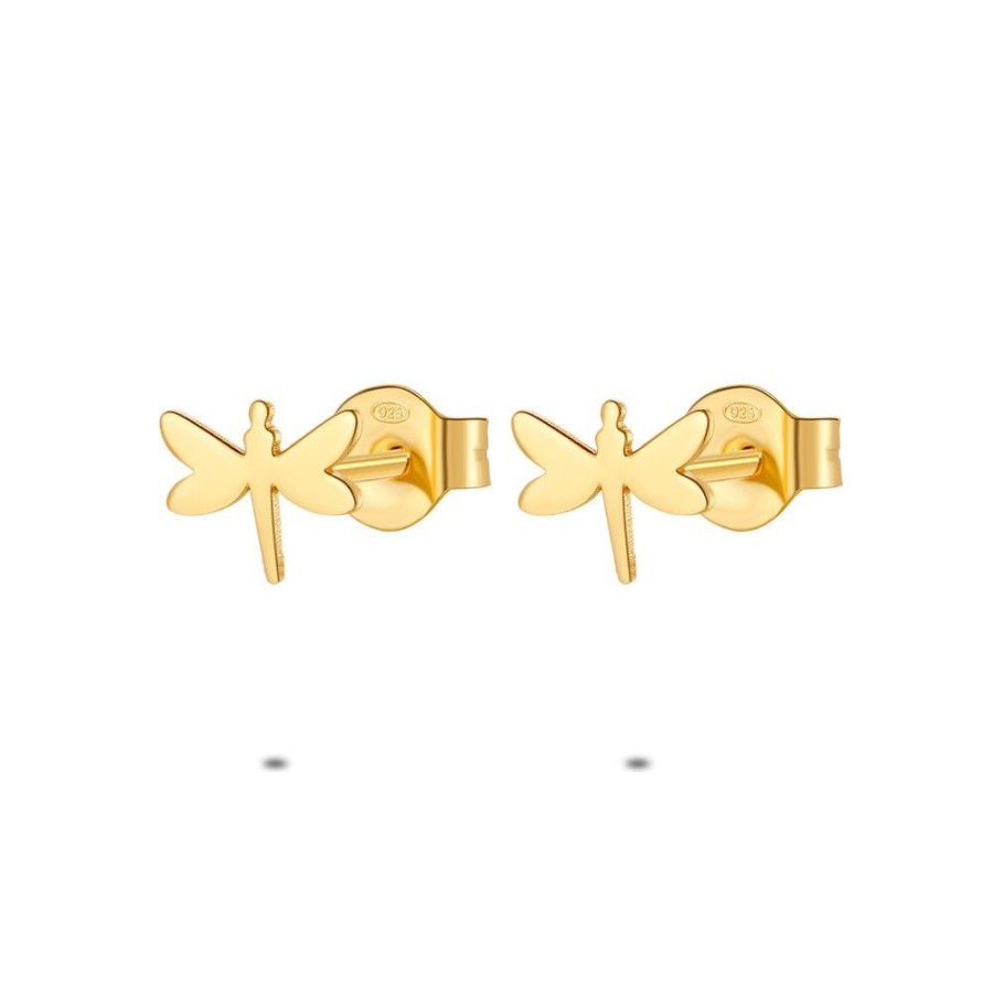 Women Twice As Nice | 18Ct Gold Plated Silver Earrings, Dragonfly