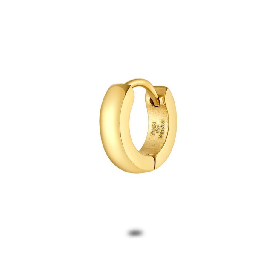 Women Twice As Nice | Earring Per Piece In Gold-Coloured Stainless Steel, 9 Mm Hoop Earring