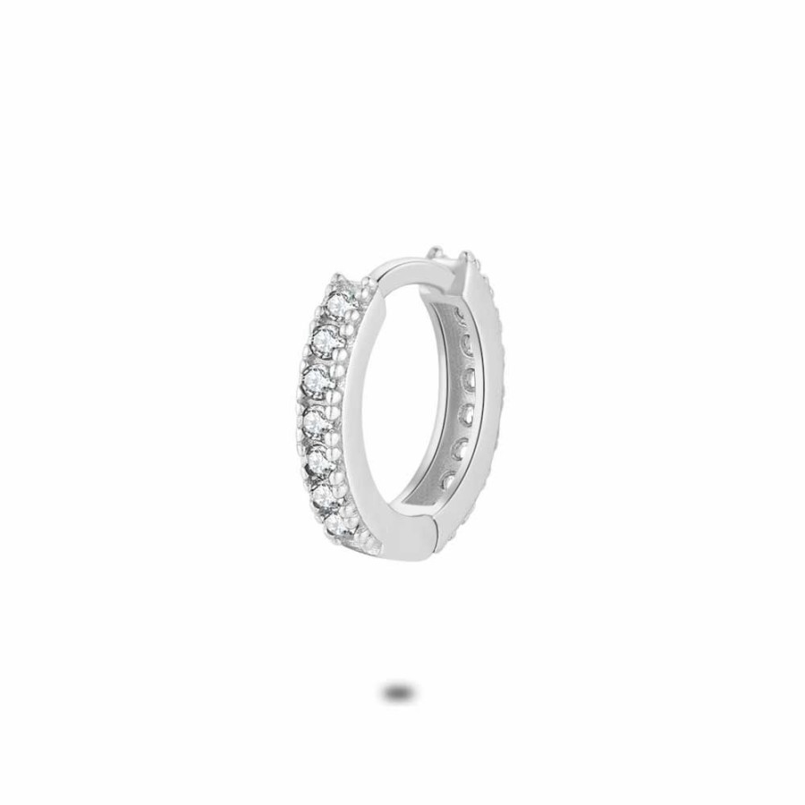 Women Twice As Nice | Silver Earring Per Piece, 12 Mm White Zirconia Hoop