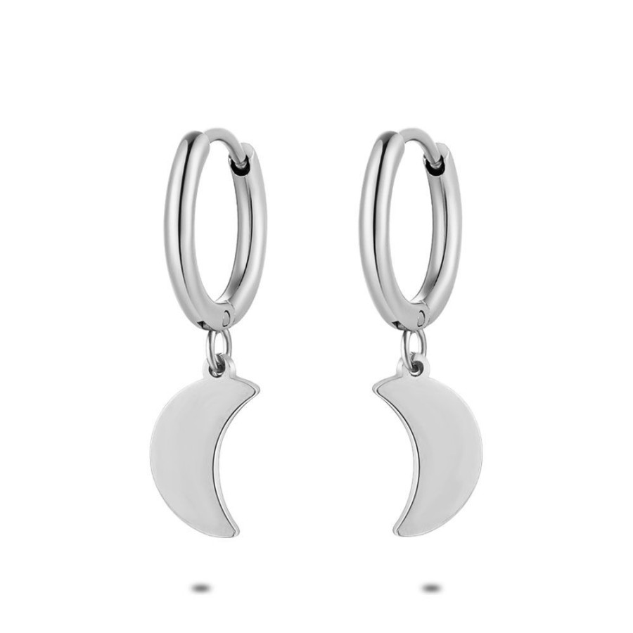 Women Twice As Nice | Stainless Steel Earrings, Hoop Earrings With Moon