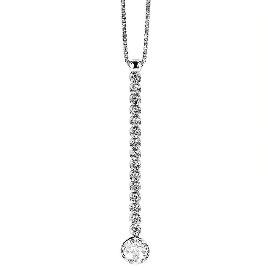 Women Twice As Nice | Silver Necklace With 1 Crystal And 15 Zirkonia