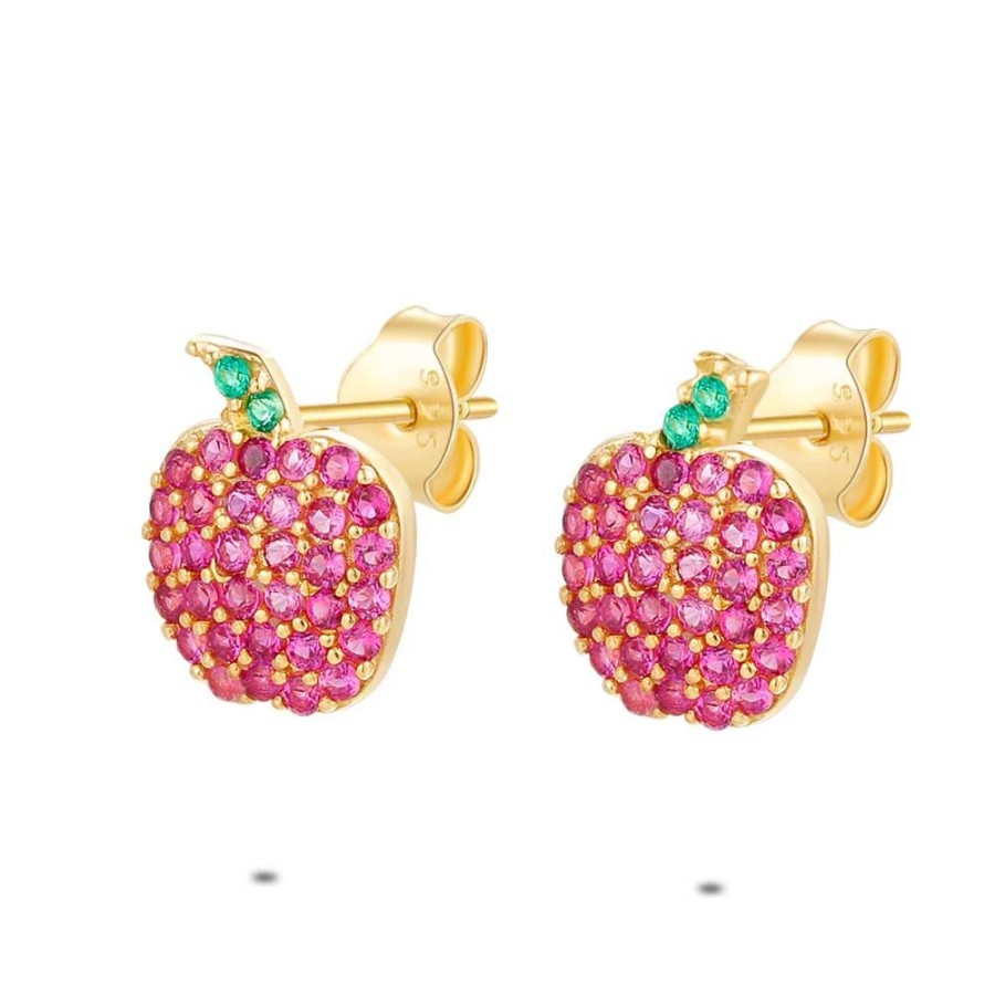 Women Twice As Nice | 18Ct Gold Plated Silver Earrings, Apple