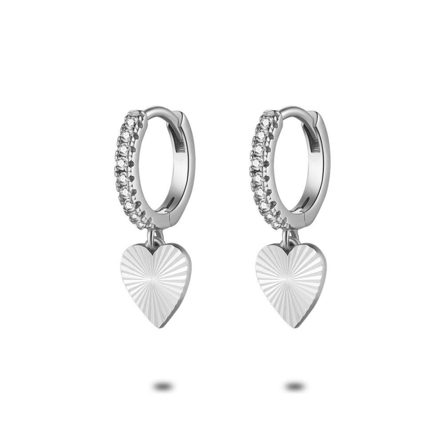 Women Twice As Nice | Silver Earrings, Hoop Earrings With Zirconia, Heart