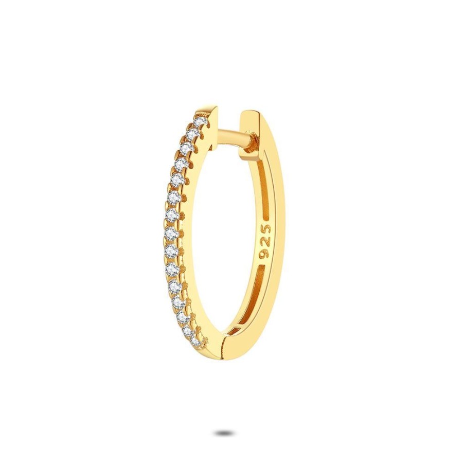 Women Twice As Nice | Earring Per Piece In 18Ct Gold Plated Silver, Oval Earring, Zirconia