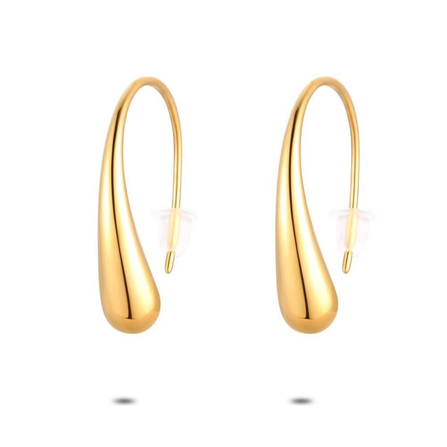 Women Twice As Nice | Gold Coloured Stainless Steel Earrings, Drop, Hook