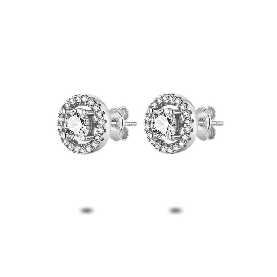 Women Twice As Nice | Silver Earrings, Round Zirconia, Small Zirconia