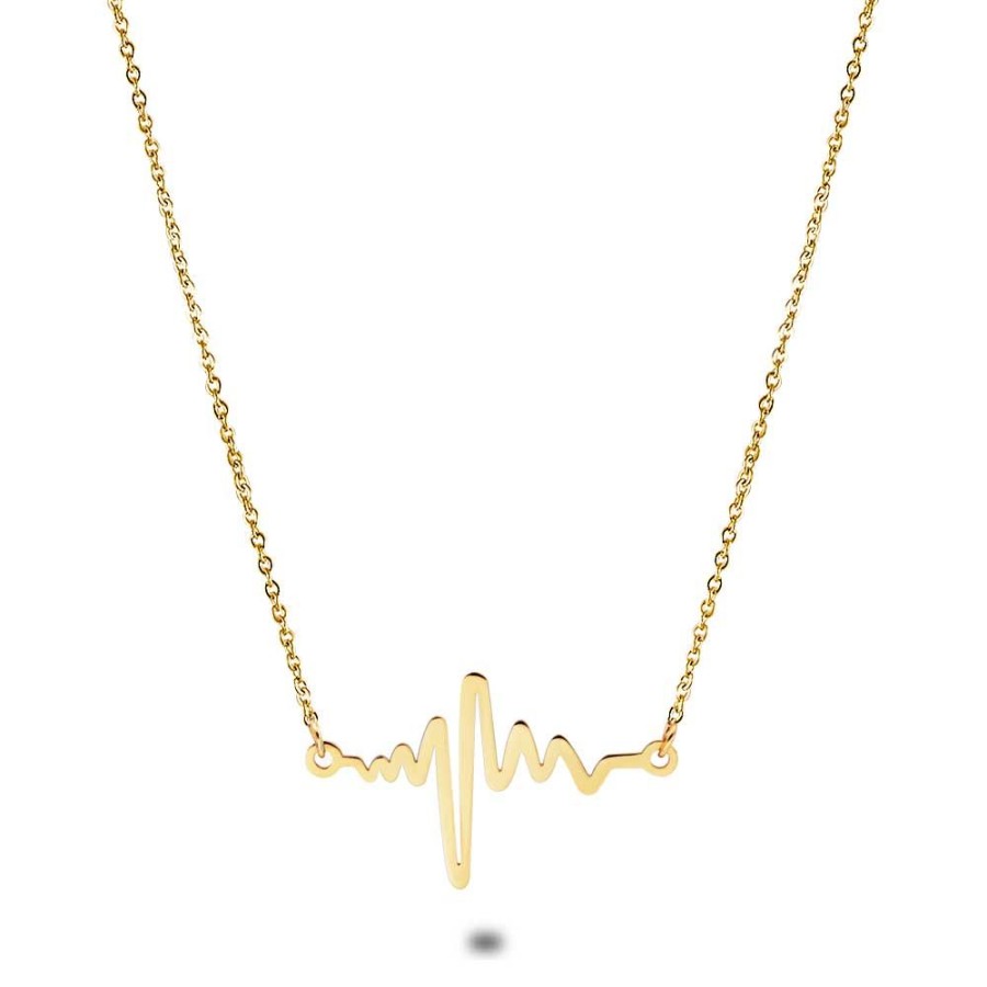 Women Twice As Nice | Gold Coloured Stainless Steel Necklace, Heartbeat