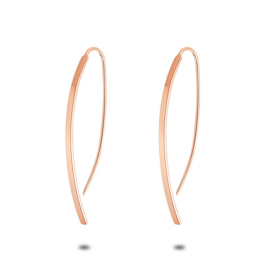 Women Twice As Nice | Rose Silver Earrings, Long Hook