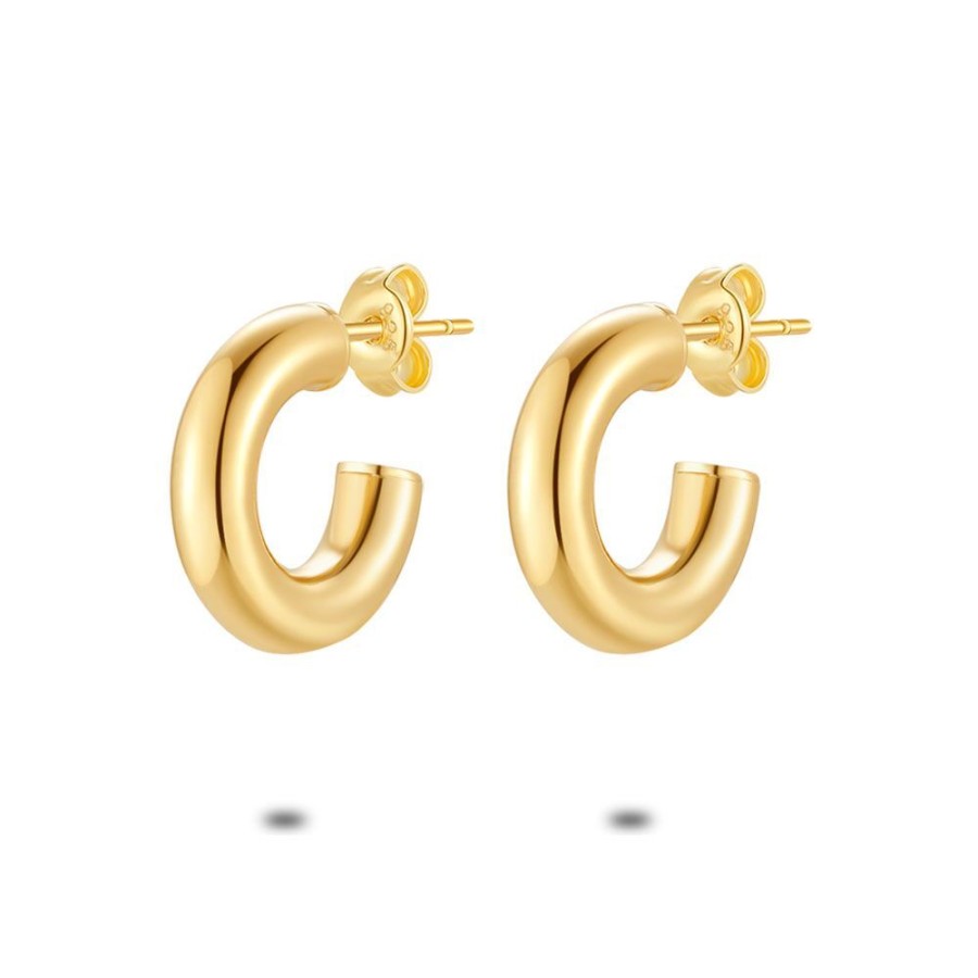 Women Twice As Nice | 18Ct Gold Plated Silver Earrings, Open Hoop Earrings, 15 Mm