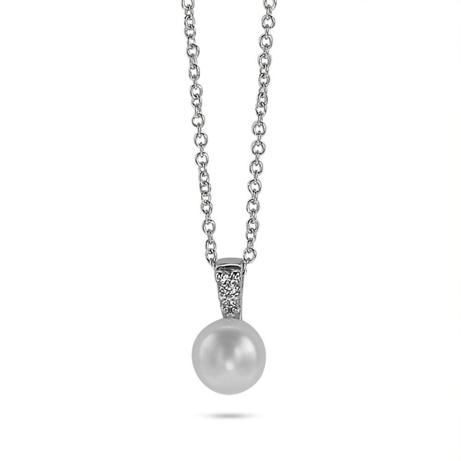 Women Twice As Nice | Silver Necklace, Freshwater Pearl, Small Zirconia Stones