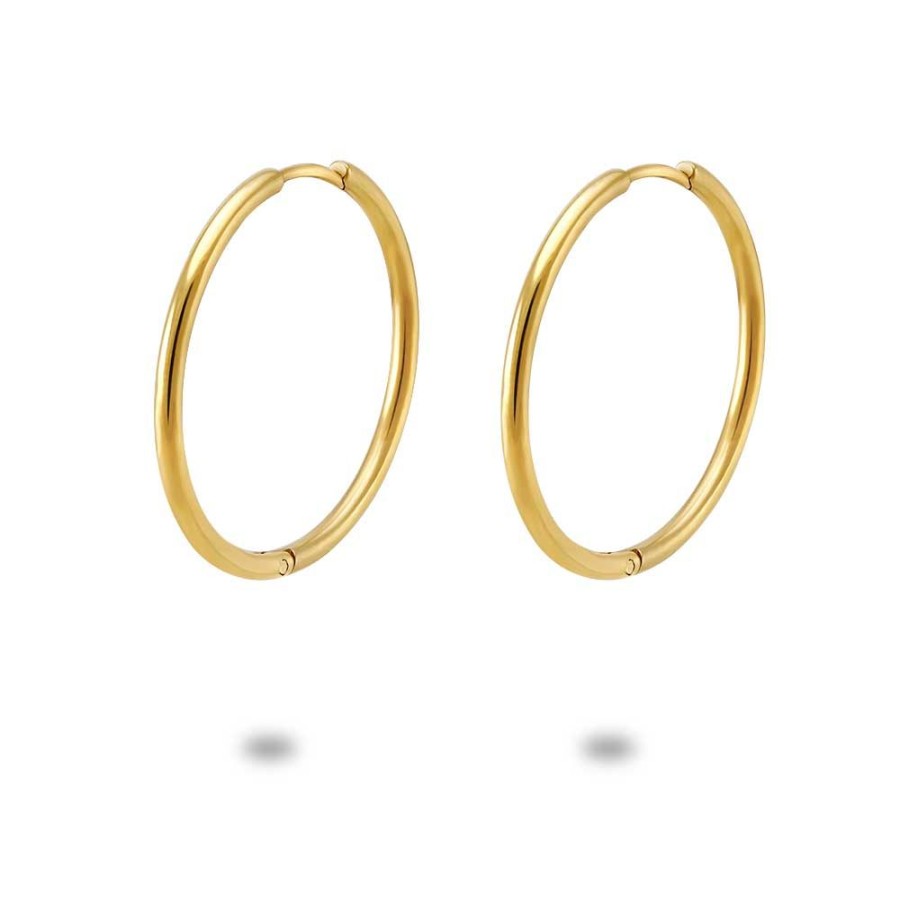 Women Twice As Nice | Gold Coloured Stainless Steel Earrings, Hoop 30 Mm