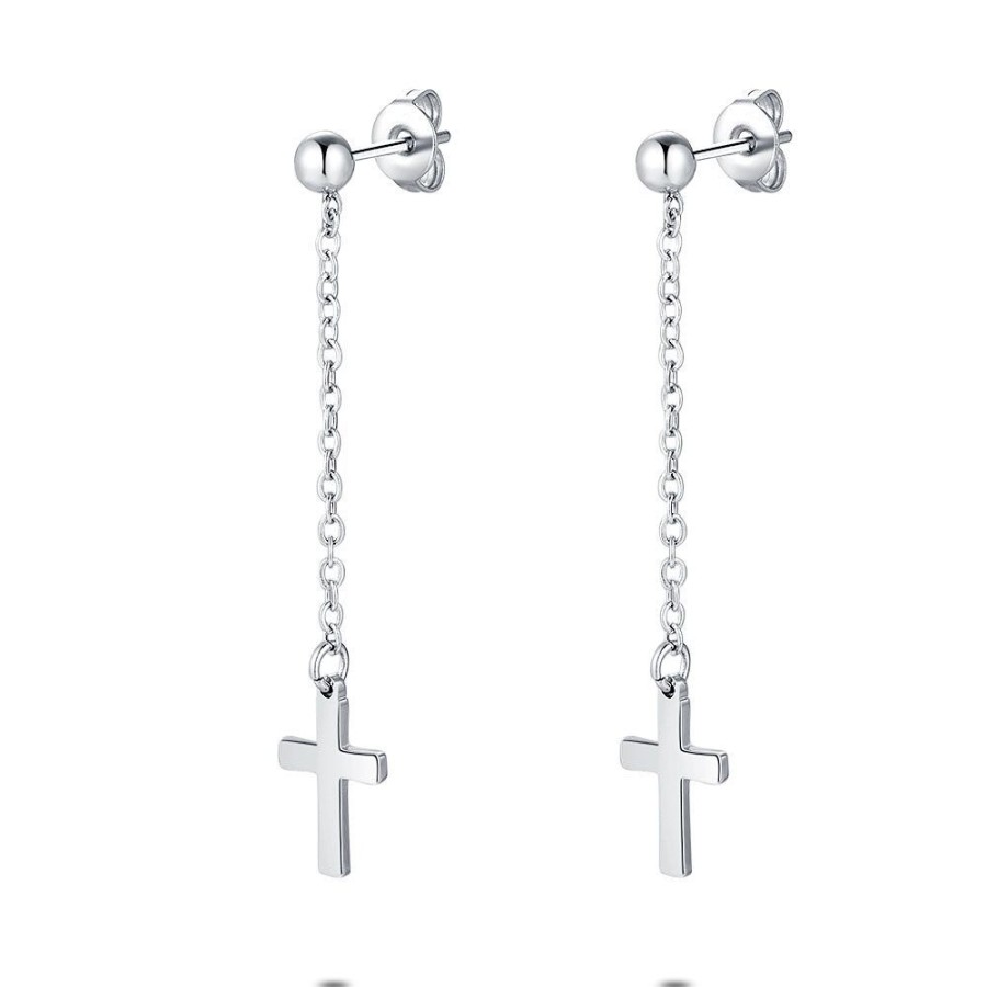 Women Twice As Nice | Stainless Steel Earrings, Dangling Cross