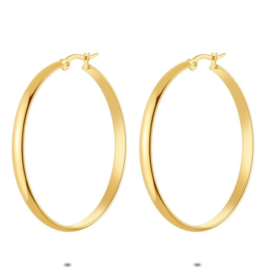 Women Twice As Nice | Gold Coloured Stainless Steel Earrings, Hoop Earrings, 45 Mm