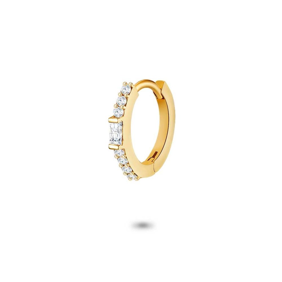 Women Twice As Nice | Earring Per Piece In 18Ct Gold Plated Silver, Zirconia Hoop