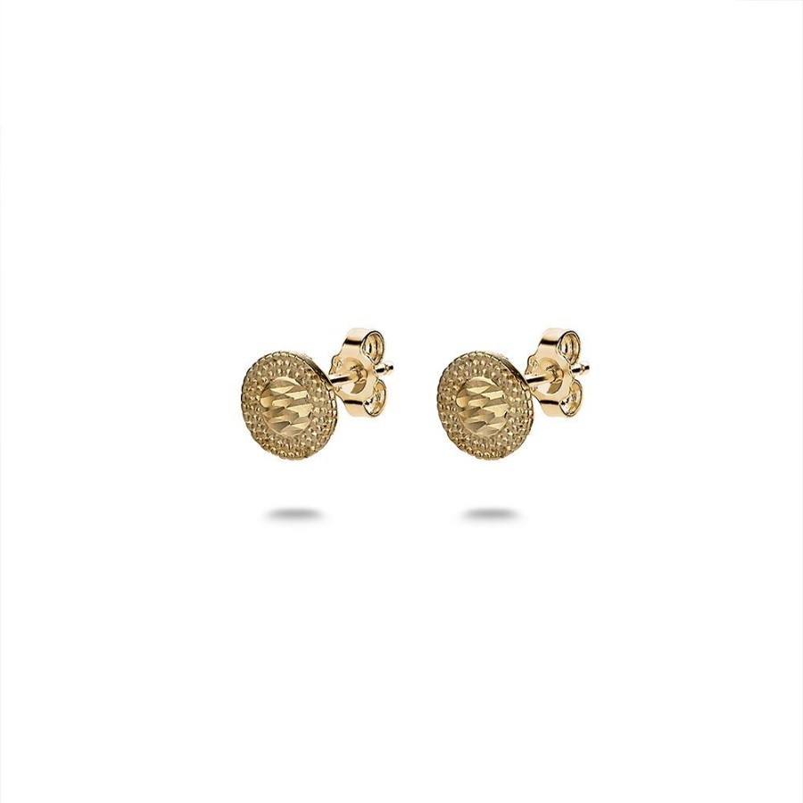 Women Twice As Nice | 18Ct Gold Plated Silver Earrings, Hammerd Round