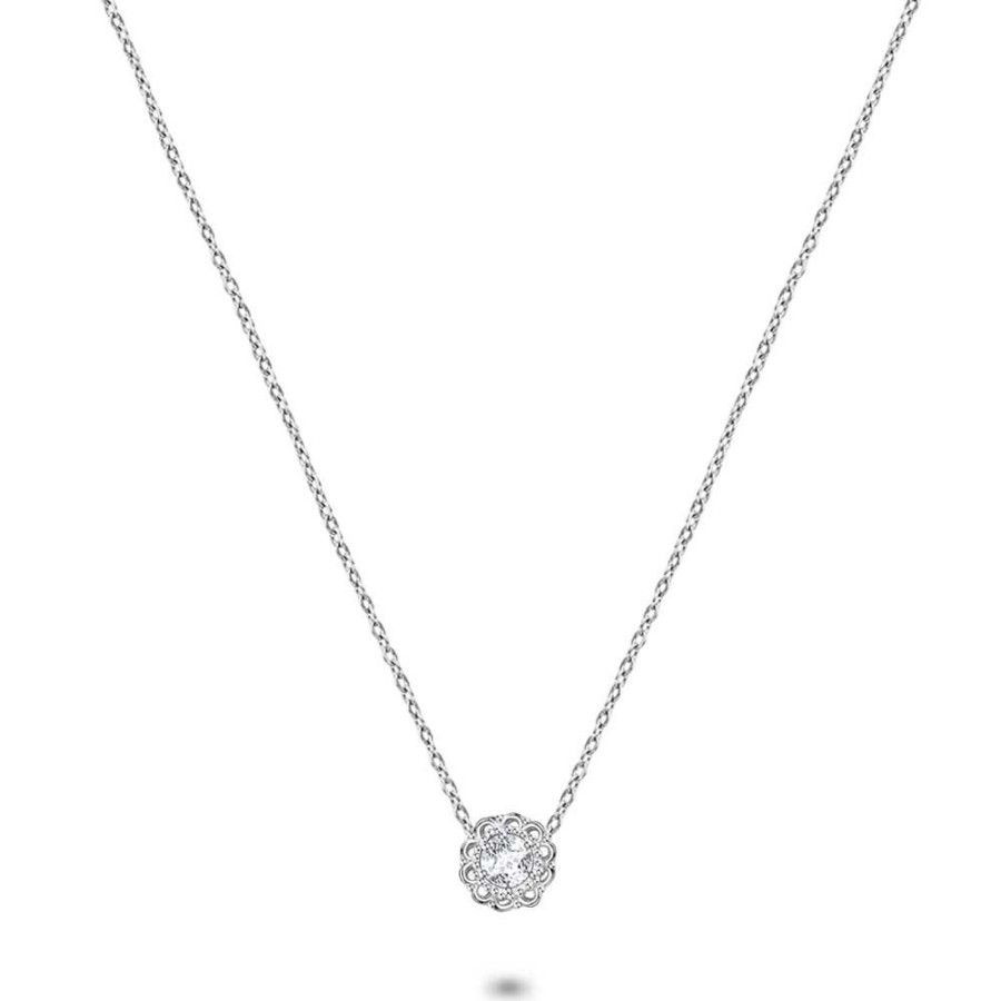 Women Twice As Nice | Silver Necklace, Flower And Zirconia